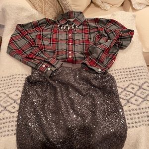 J. Crew, sequin silk skirt, fully lined, Size 4, entire outfit!